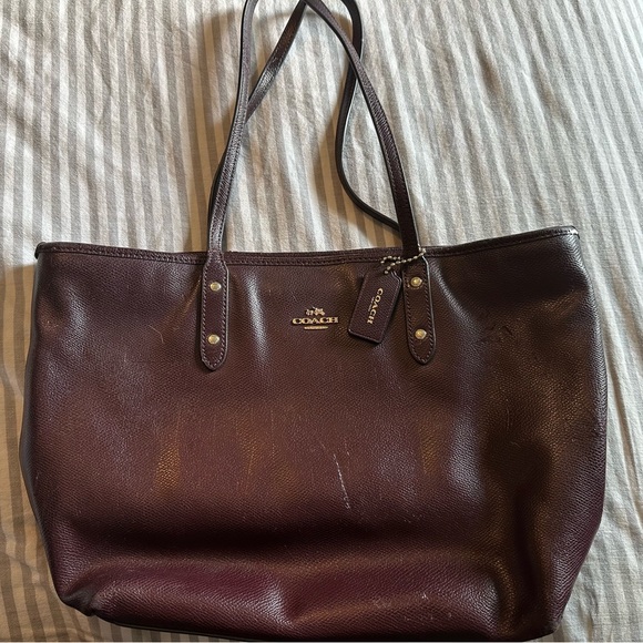 Coach Handbags - Beautiful dark burgundy large leather Coach bag